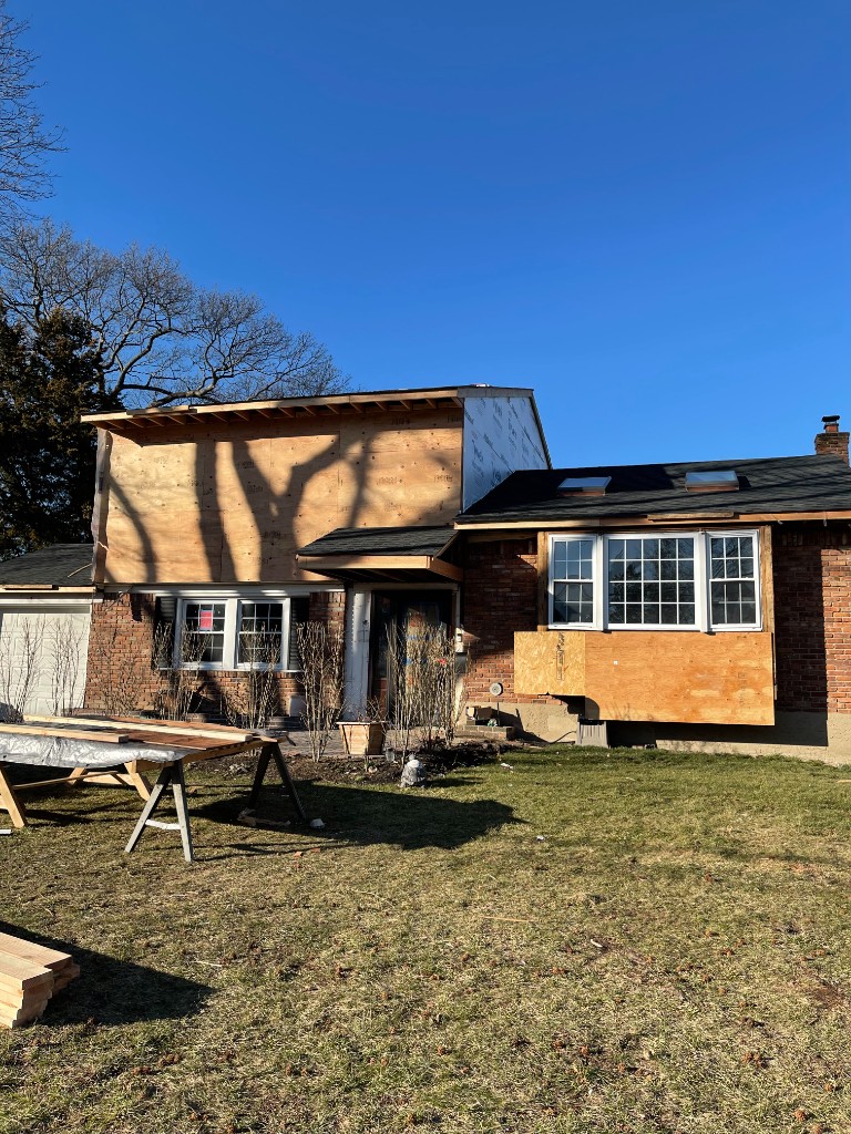 Second-story home addition under construction
